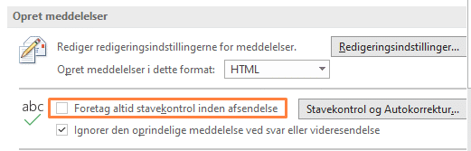 automatisk stavekontrol af mails i Outlook Aktiver automatisk stavekontrol