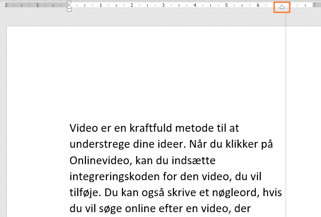 højre indrykning Eksempel på højre indrykning i Word