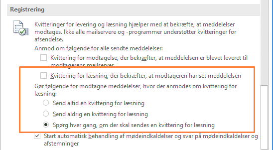 Anmod om kvittering for læsning på alle mails