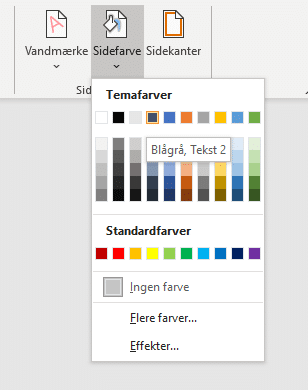sidefarve Eksempel på ændring af sidefarve
