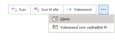 Eksempel på opret møde i mail