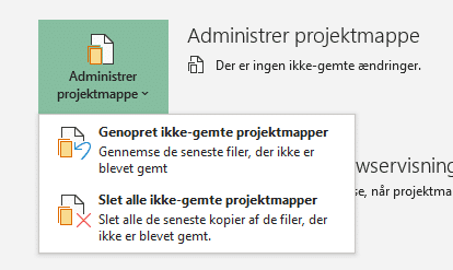 Administrer projektmappe Administrer projektmappe