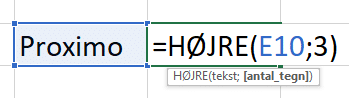 Eksempel på højre-funktionen