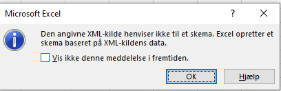 Excel opretter skema Eksempel på at Excel laver skema af XML data