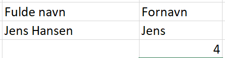 Resultat på basis-eksempel med længde-funktionen