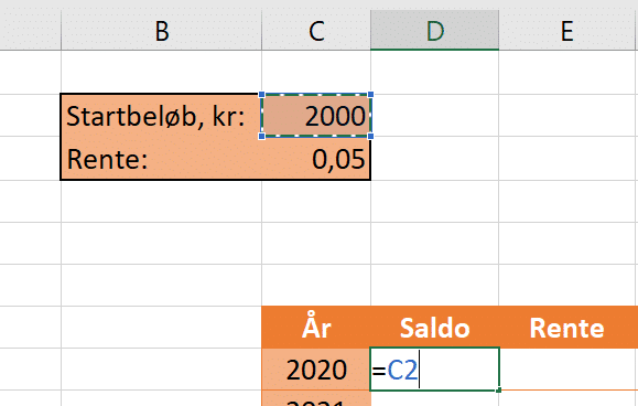 reference til startbeløb Eksempel på reference til saldo