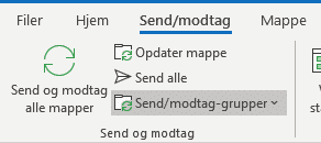 Eksempel på knapperne under Send/modtag