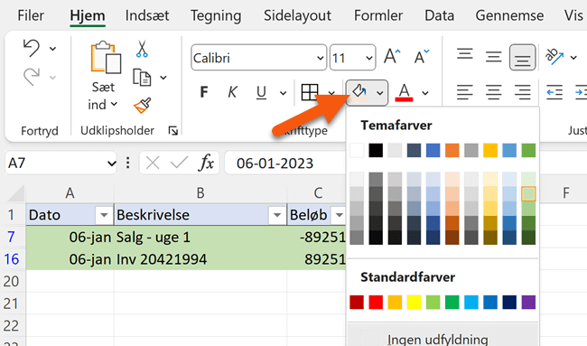 Marker transaktionerne til bankafstemning og formater dem