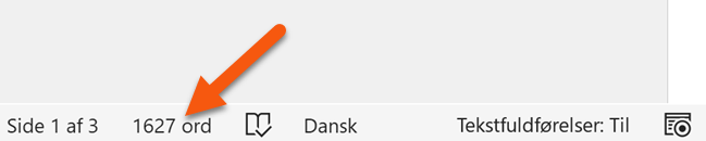 1 Klik på antallet af ord