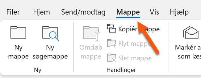 2 Gå til fanen 'mappe' på det klassiske bånd for at oprette flere mapper i microsoft outlook