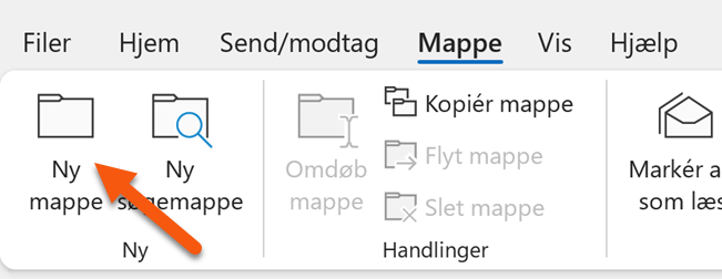 3 klik på ny mappe for at oprette den nye mappe