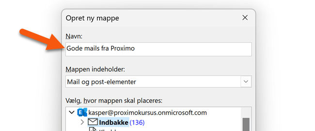 4 Indtast navnet på mappen eller undermappen du vil tilføje