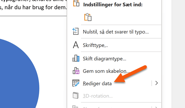 5 rediger data til diagrammet i word