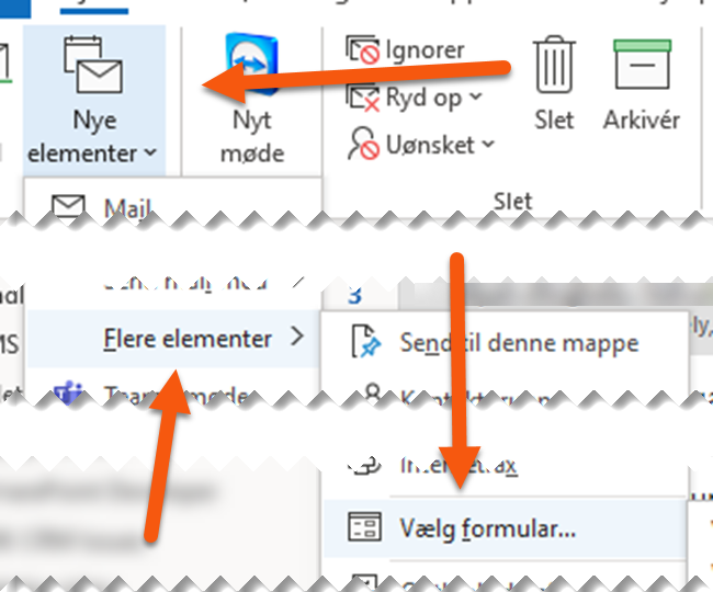 Er Outlook installeret på en Windows computer kan du bruge skabeloner som vist her.