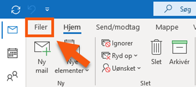 Klik på Filer i dit Outlook-program