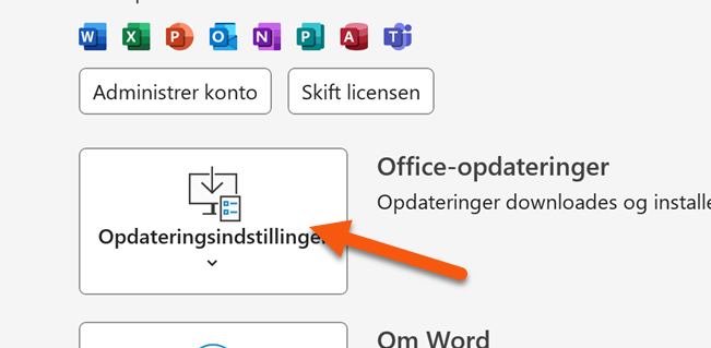 Opdater Microsoft Office her - eller tjek for nye Office opdateringer