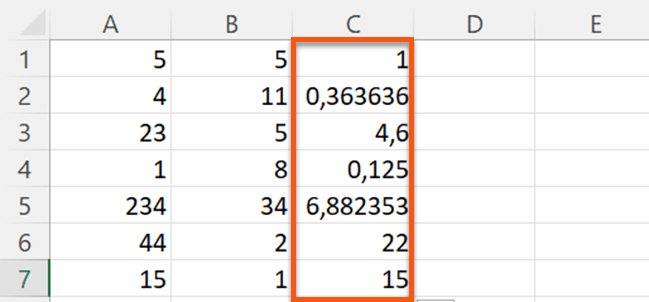 Din formel er nu lagt ned over de andre celler