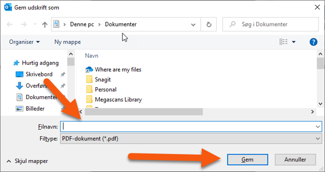 Gem e-mails som en PDF-fil på din computer