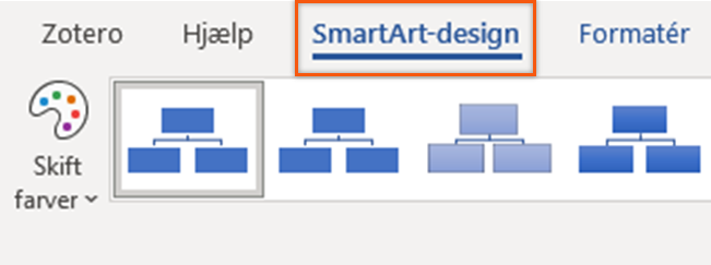 Klik på knappen "SmartArt"-design for at se tilgængelige muligheder for at tilpasse diagrammet