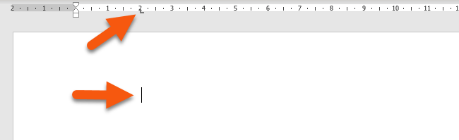Her vises, hvordan markøren stopper ved tabulatorstoppet 