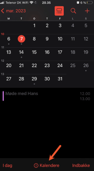 Når Outlook har synkroniseret alle kalendere, kan du se dem på din iPhone