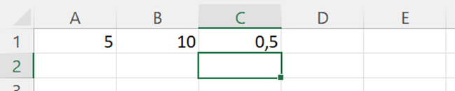 Når du trykker ENTER, vil Excel regne alle formler ud 