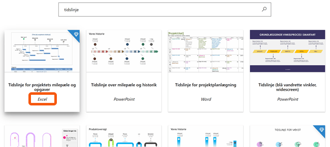 Sørg for at vælge en skabelon der er beregnet til Excel