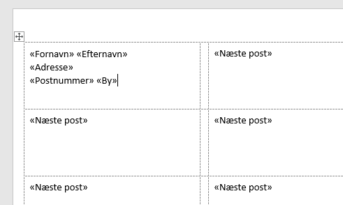 Layout for adresserne indsættes i skabelonerne. Layout for adresserne indsættes i skabelonerne.