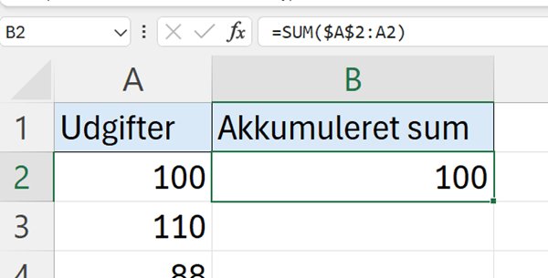 formel til akkumuleret sum