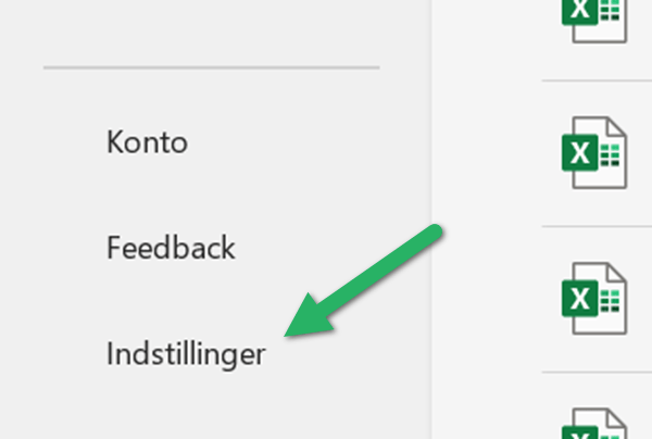 gå til indstillinger